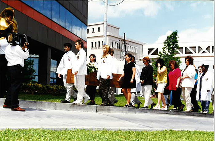 LSU Health students jazz funeral at Musicians' Clinic Dedication